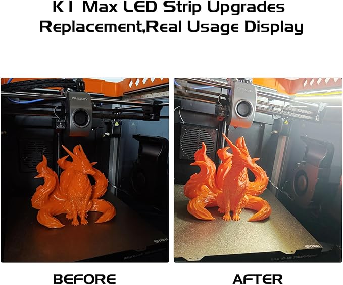 K1 Max 3D Printer LED Strip Light Kit 24V 1.3m Cold White Replacement Lighting Bar with Adhesive Backing