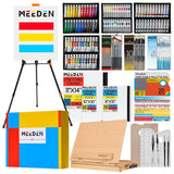 Professional Art Supplies - 142Pcs All-In-One Painting Kits For Adults, Beechwood Easel, Aluminum Alloy Bracket, 30 Quality Brushes, 96 Paints & Other Professional Art Supplies.