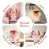 Pink Roses Artificial Flowers Bouquet Fake Rose Flower Bouquet Eternal Preserved Roses Bouquet For Valentine'S Day Anniversary Real Touch Flowers Birthday Gifts For Mom Grandma Women Party Home Decor