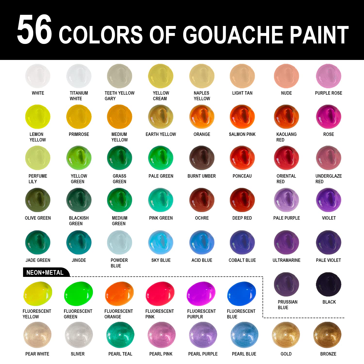 Gouache Paint Set, 56 Colors×30Ml, Unique Jelly Cup Design, Non-Toxic, Gouache Paint For Canvas Watercolor Paper - Perfect For Beginners, Students, Artists