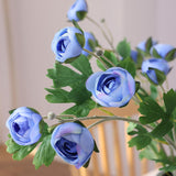 3Pcs Blue Ranunculus Artificial Flower 28" Fake Silk Flowers With Stem Faux Flowers Bouquet For Vase Table Centerpieces Arrangements Home Decor Wedding Decorations (Blue)