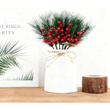 10 Pcs Christmas Berry Pine Picks, 12 Inch Artificial Red Berries Pine Branches Holly Pine Stems For Xmas Diy Craft Floral Holiday Decor