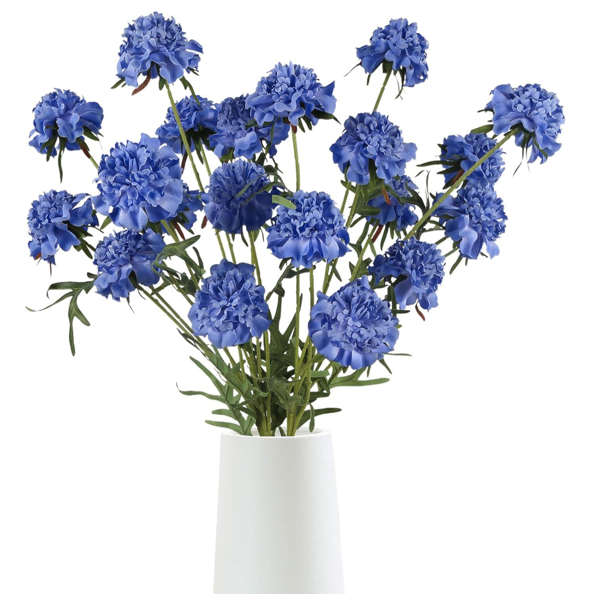4Pcs Artificial Chrysanthemum Flowers Dark Blue Silk Flowers 27.5 In Scabiosa Artificial Flowers With Long Stem For Vase Filling Floral Arrangments Home Wedding Decor (Dark Blue)