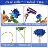50 Artificial Roses In Bulk, Fake Silk Roses Realistic Blue Roses For Wedding Centerpieces Flower Arrangement Home Decor (50, Blue)
