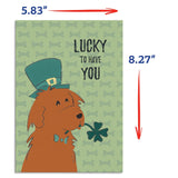 Poochie Post Holiday Edible Greeting Card For Dogs, Bacon-Flavored St. Patrick'S Day Dog Treat Gift With Edible Ink Pen, "Lucky To Have You" Design, Gluten & Grain Free, Made In Usa