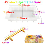 Large Silicone Tray Molds For Resin, 13.5"X9.5" Deep Rectangle Epoxy Tray Molds With 4Pcs Gold & Silver Handles, Resin Table Mold For River Board Table Diy Art Home Decoration
