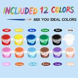 20 Pack Mini Acrylic Paint Set, 12 Colors Washable Paint Strips For Kids & Adults - Includes 40 Brushes (20 Flat + 20 Pointed), 280 Pcs Kids Paint Kits For Easter Eggs, Birthday, Classroom Party