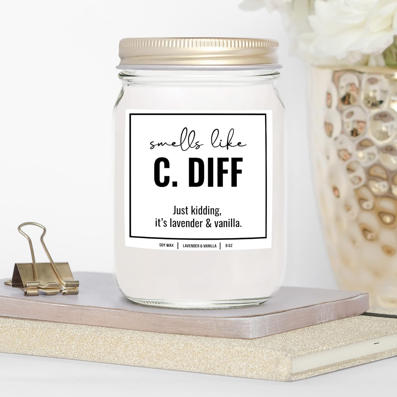 You Nique Designs, Smell Like C. Diff Registered Nurse Candle, 4 Oz, Funny Nurse Gifts For Women, Rn Candle For Nurses, Gi Nurse Appreciation, Future Nurse Graduation Gift (Lavender & Vanilla)