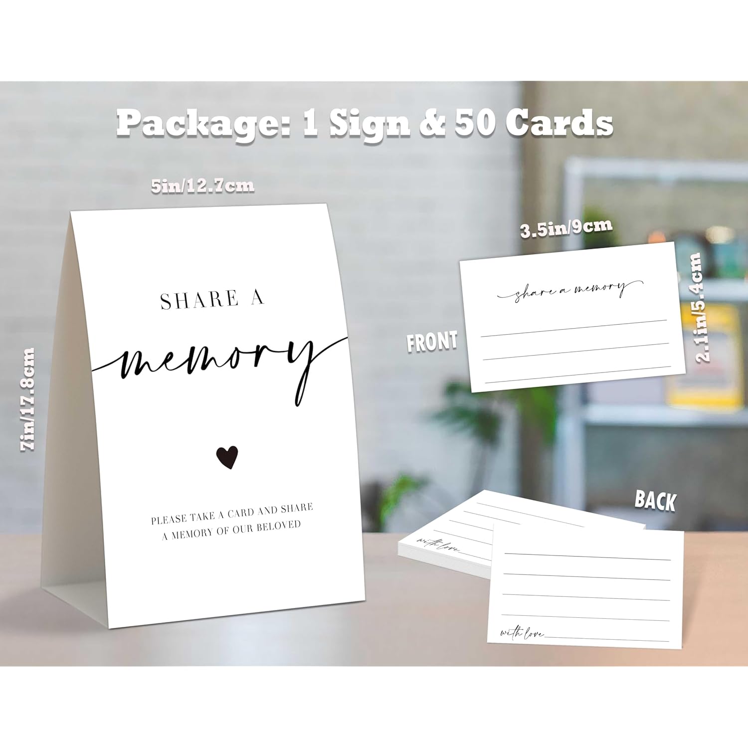 50 Pcs Share A Memory Cards And 1 Sign, Celebration Of Life Decorations, Memorial Table Decor, For Celebration Of Life Birthday Anniversary Memorial Funeral Graduation Bridal Shower Game, 08