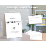 50 Pcs Share A Memory Cards And 1 Sign, Celebration Of Life Decorations, Memorial Table Decor, For Celebration Of Life Birthday Anniversary Memorial Funeral Graduation Bridal Shower Game, 08