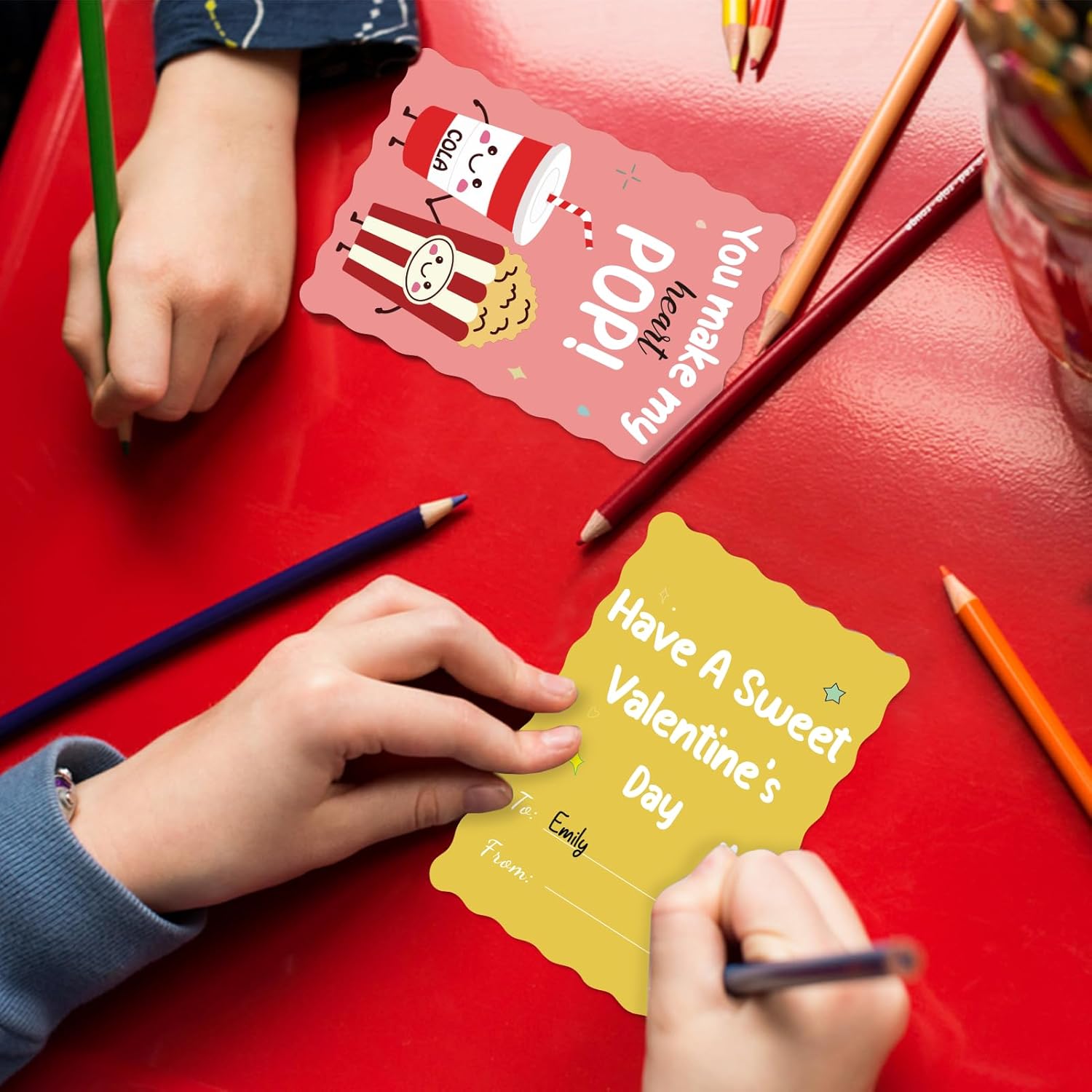 35 Pack Valentines Cards For Kids - Cute Kids Valentines Cards With Envelopes & Scratch And Sniff Stickers - Food Pun Valentine’S Day Card For Classroom Exchange School Activity