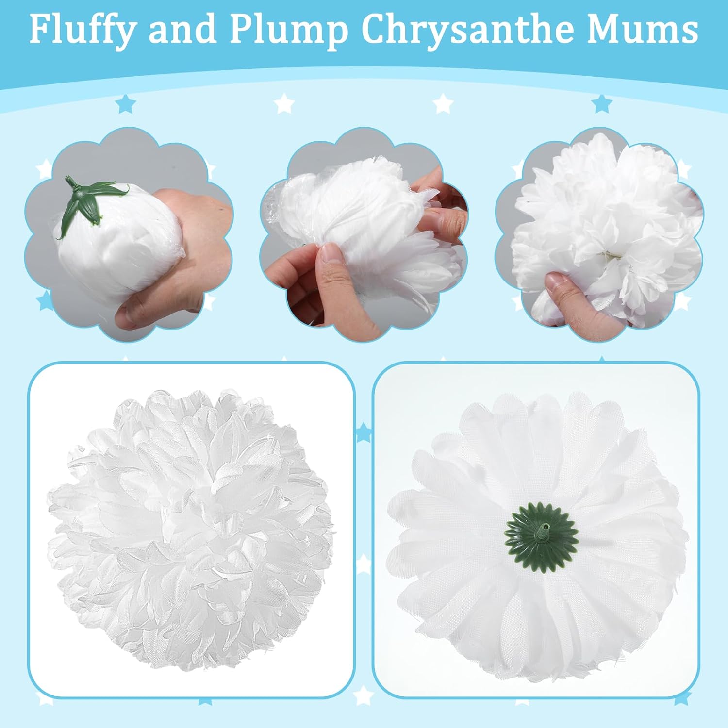 28 Pcs Homecoming Mum Flower Decoration 6.5/4.5 Inches Artificial Fake Silk Chrysanthemums Homecoming Supplies Diy Crafts For Home Back To School Week Party Decorations(White)