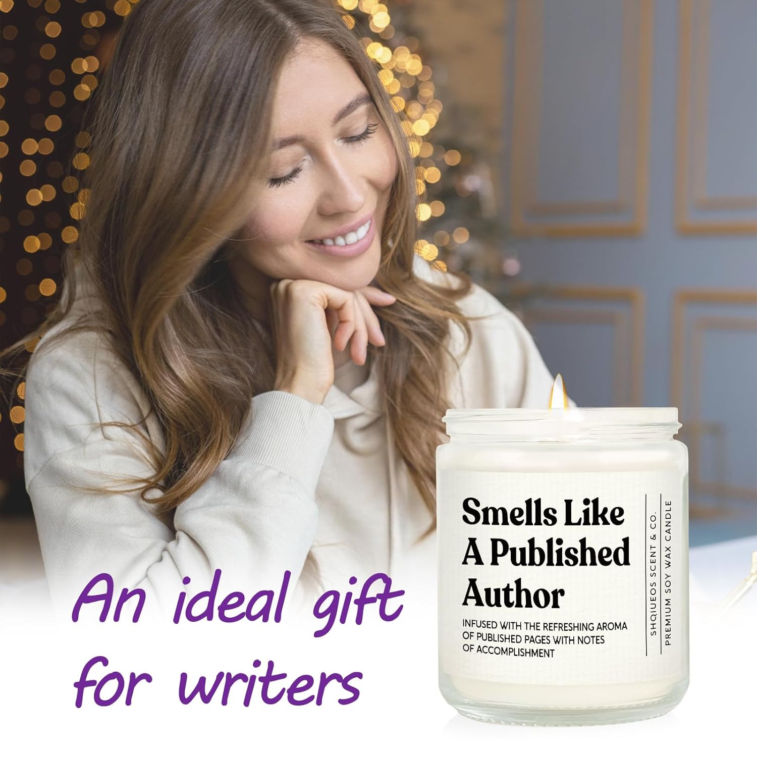 Gifts For Writers - Smells Like A Published Author Candle 7Oz Lavender Scented, Creative Gifts For Authors, Book Lovers, Publishing Gift, Writer’S Accomplishment Present, Literary Candle