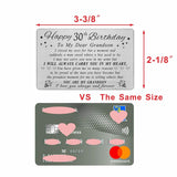 30Th Birthday Card For Grandson - Grandson 30Th Birthday Card - Birthday Gifts For 30 Year Old Grandsons Turning 30 - Personalized Metal Engraved Wallet Cards