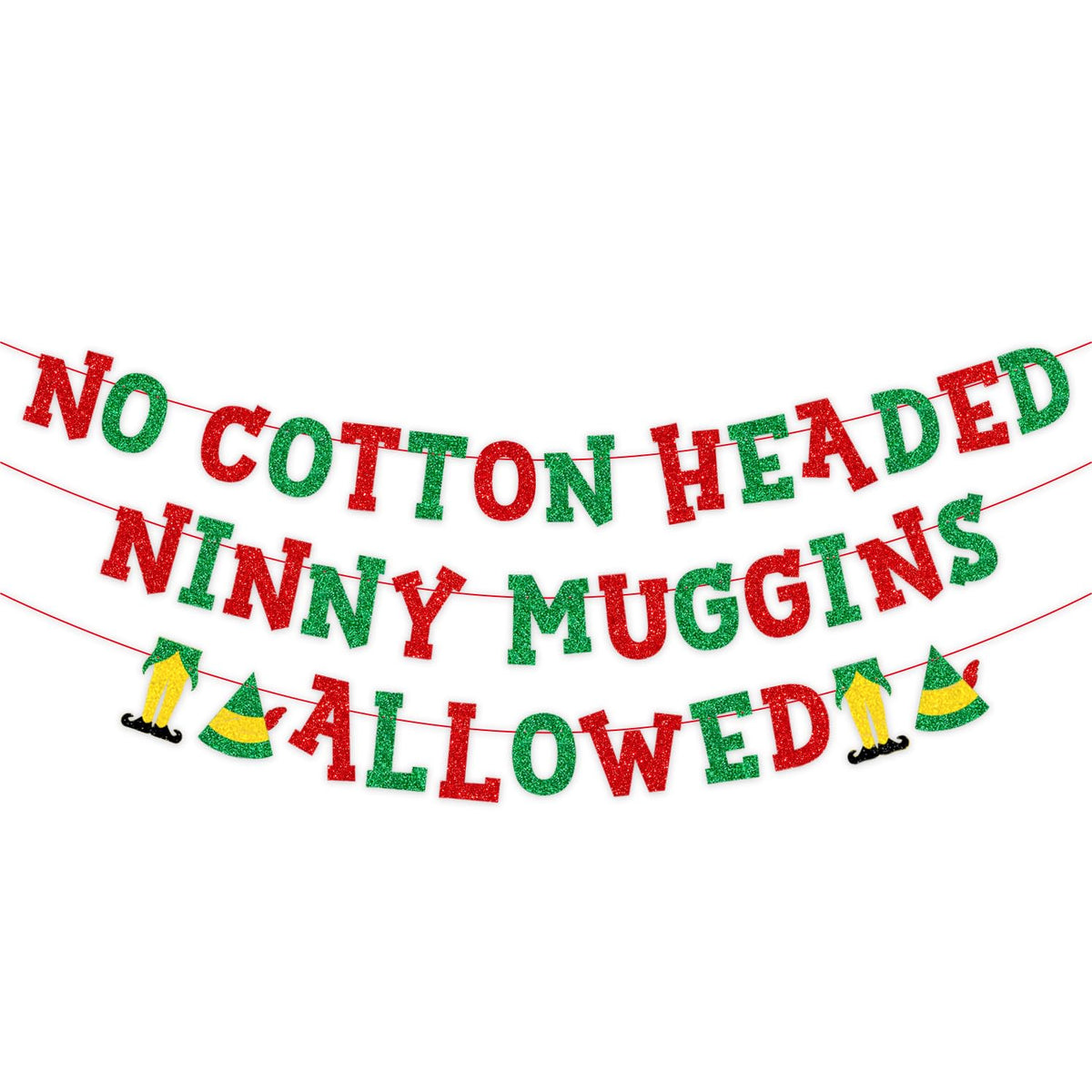 No Cotton Headed Ninny Muggins Allowed Banner For The Elf Christmas Decorations,Funny Christmas Banner For Novelty Christmas Party Supplies,Mantel Fireplace Christmas Holiday Vacation Decor Nch