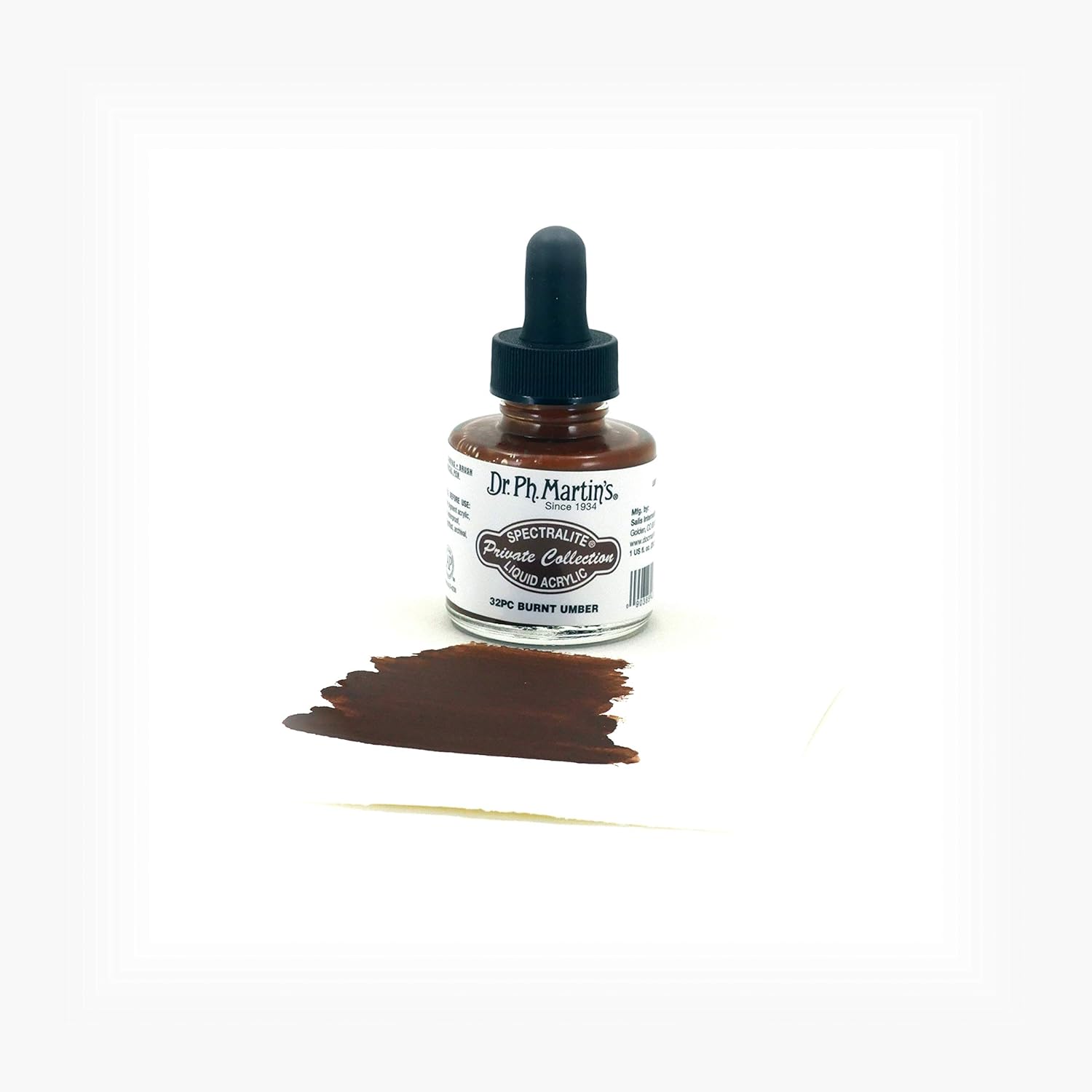 Dr. Ph. Martin's Spectralite Private Collection Liquid Acrylics (32PC) Arcylic Paint Bottle, 1.0 oz, Burnt Umber