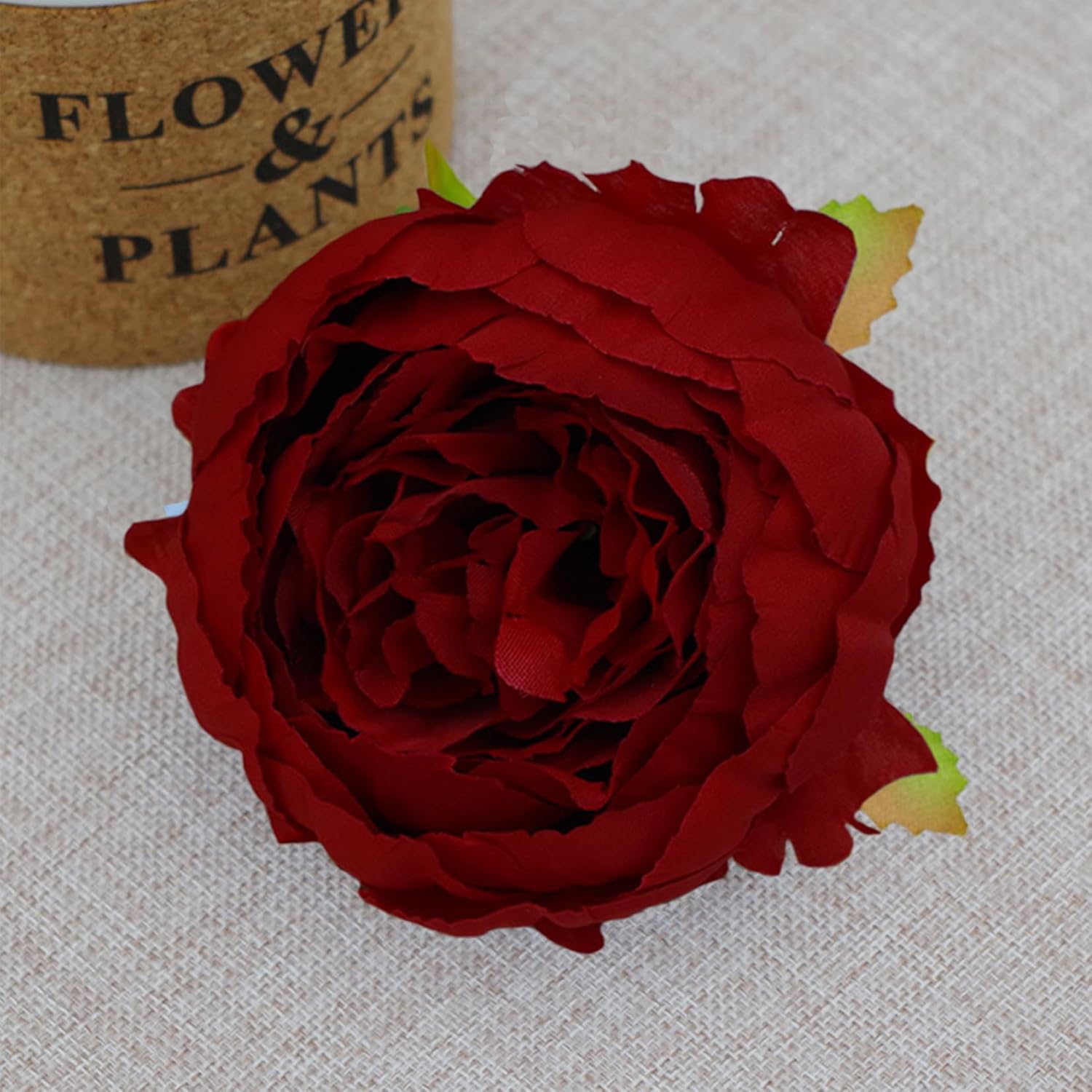 25 Pcs Silk Peony Artificial Flower Heads 4 Inch Fake Peony Flowers Heads With Stems Artificial Peony Flower Heads In Bulk Wholesale For Wedding Home Decor (Dark Red)