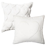 Valentine'S Day Love Heart Cream White Throw Pillow Covers, 18 X 18 Inch Anniversary Wedding Gift Home Decor Soft Plush Faux Fur Jacquard Cushion Case For Sofa Couch Set Of 2