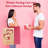 Valentines Day Card - Wooden Laser-Cut Double Heart Greeting Card Printed With I Love You, Perfect For Students, Adults, Kids As Romantic Gift For Him Or Her