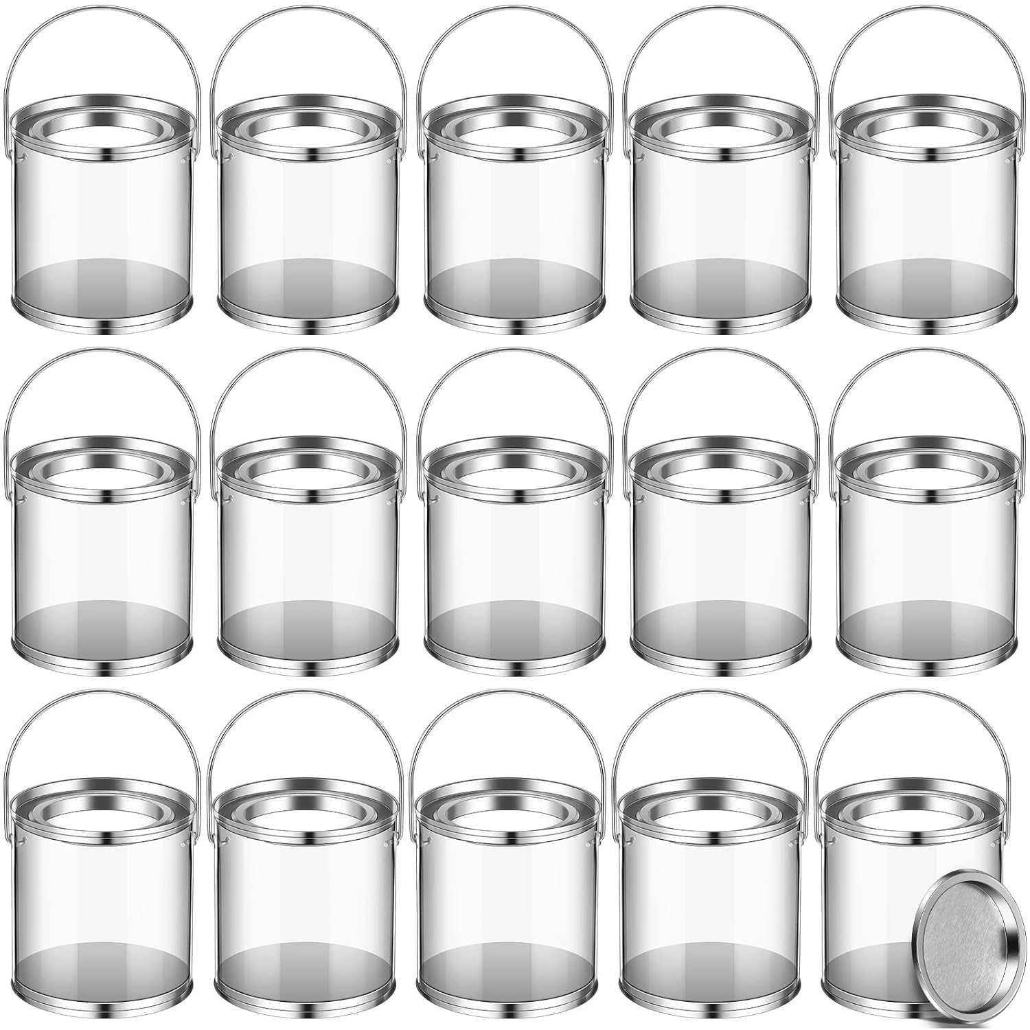 Paint Cans Clear Plastic Paint Cans 3 X 3 Inches Mini Empty Bucket With Lids Small Transparent Containers For Art Crafts Candy Diy Projects Christmas Party Favor Decor(24 Pack)