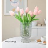 Artificial Flowers 10 Heads Mini Real Touch Artificial Tulip For Home Wedding Party Centerpiece Decoration (Light Pink)