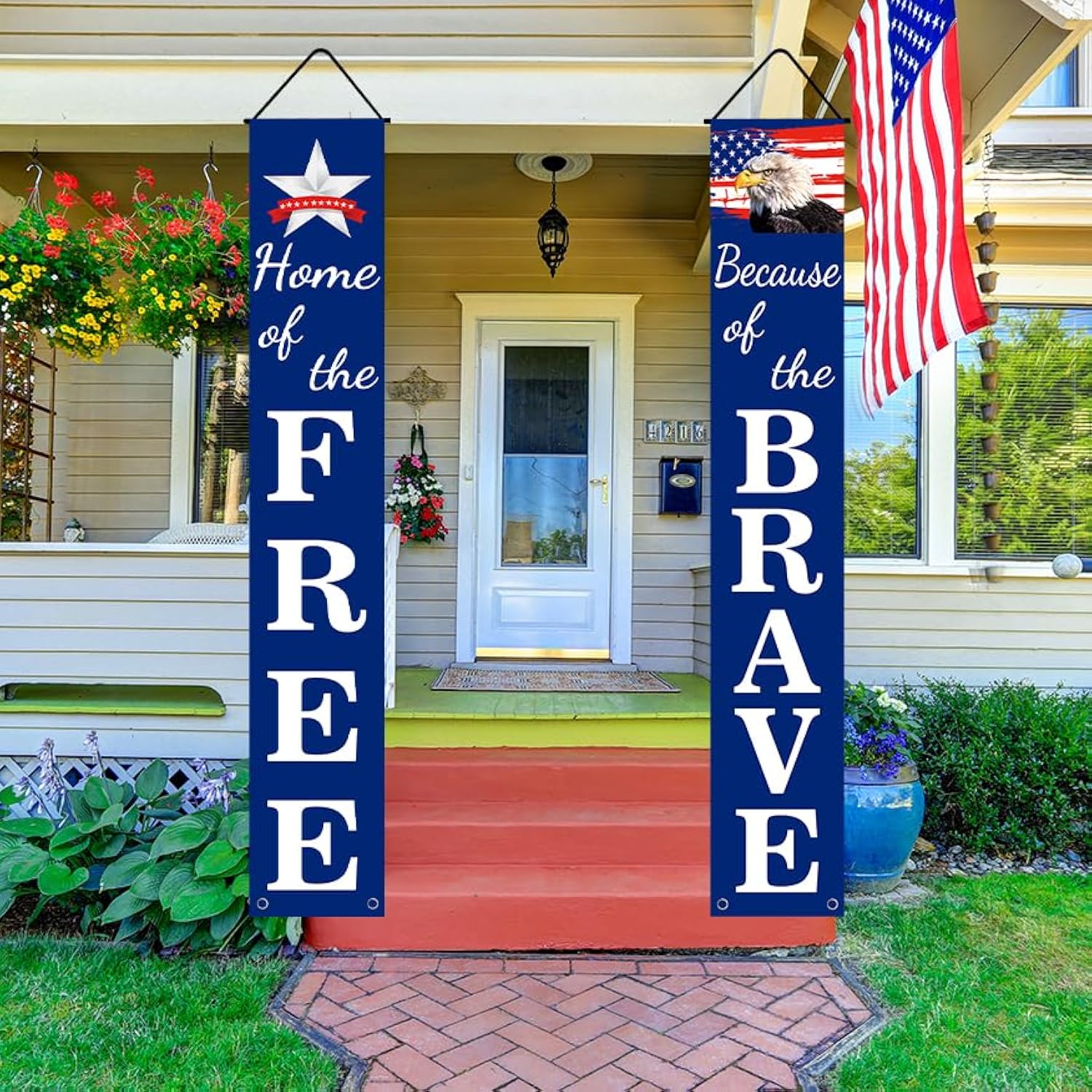 Patriotic 4th of July Pre-Assembled Hanging Banners & Flag Decor