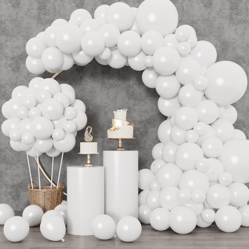 129Pcs White Balloons Different Sizes 18 12 10 5 Inch For Garland Arch