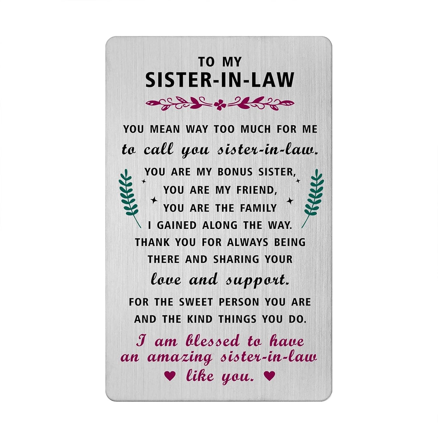 Valentines Day Card For Sister In Law - Gifts For My Sister-In-Law Birthday Wedding Easter Graduation Card