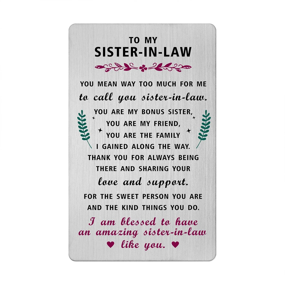 Valentines Day Card For Sister In Law - Gifts For My Sister-In-Law Birthday Wedding Easter Graduation Card