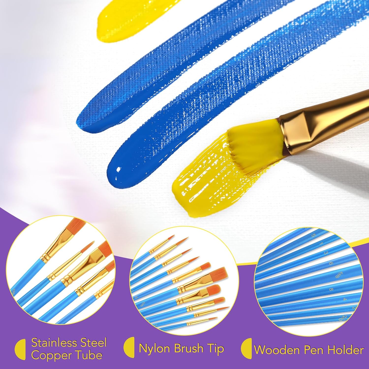 Acrylic Paint Brush Set, 36Pack/360Pcs Nylon Hair Paint Brushes, For Oil Painting Rock Body Painting, Artist Amateur Craft Paint Brushes Supplies, Children Adult Painting Small Paint Brush Set.