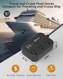 Flat Plug Power Strip USB C 5Ft Cord Cruise Ship Approved No Surge