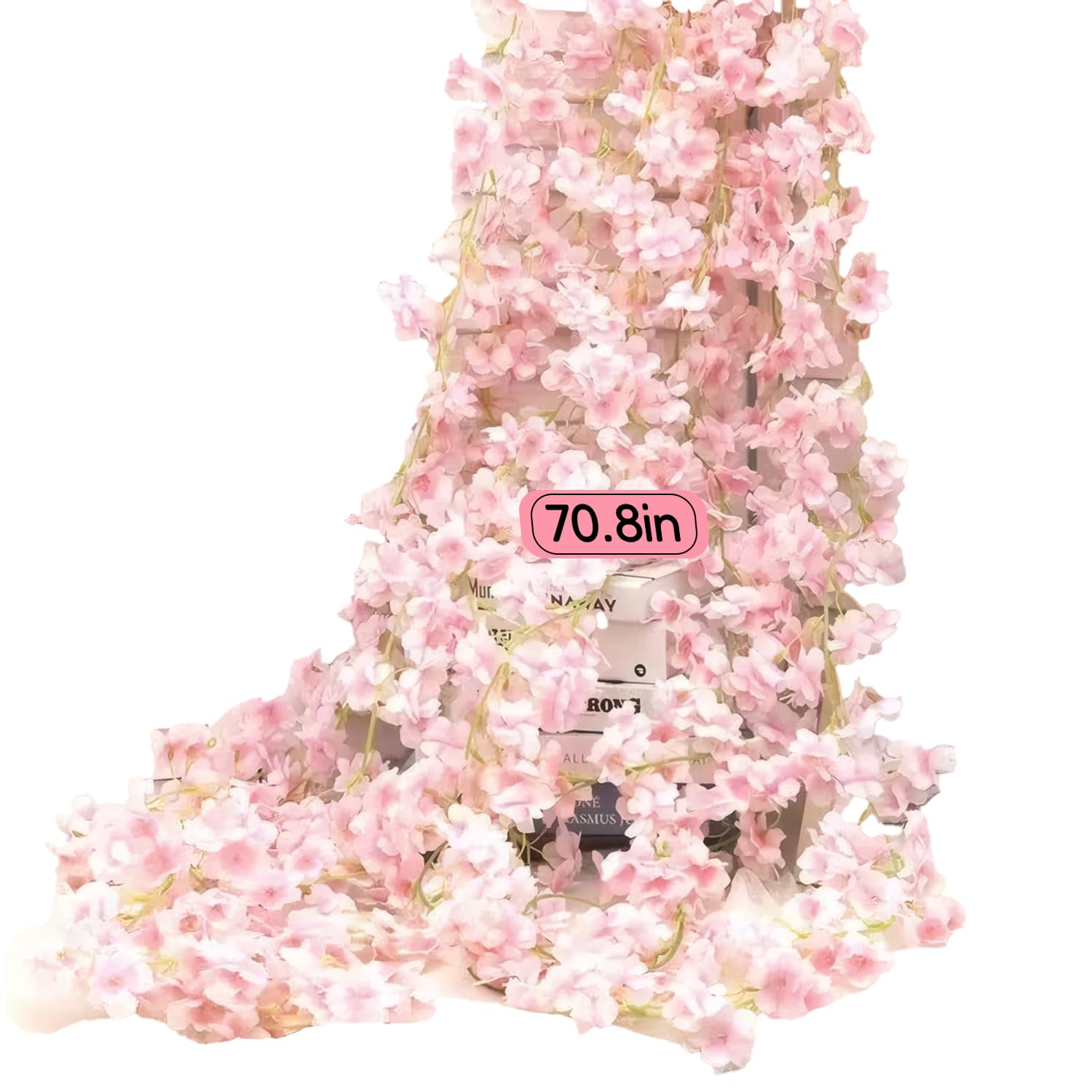 3Pcs 5.91 Ft Artificial Cherry Blossoms Garland Pink Fake Vines Hanging Silk Cherry Blossom Sakura Vine For Outdoor Wedding Party Home Decor