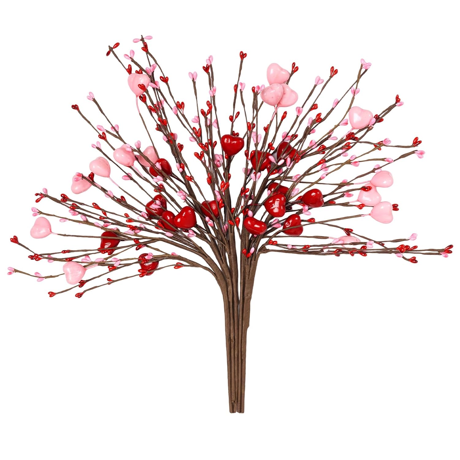 6 Pieces Artificial Berry Flower Stems Heart Shaped Berry Picks Valentines Day Gifts For Valentines Day Wedding Home Decor (Red)