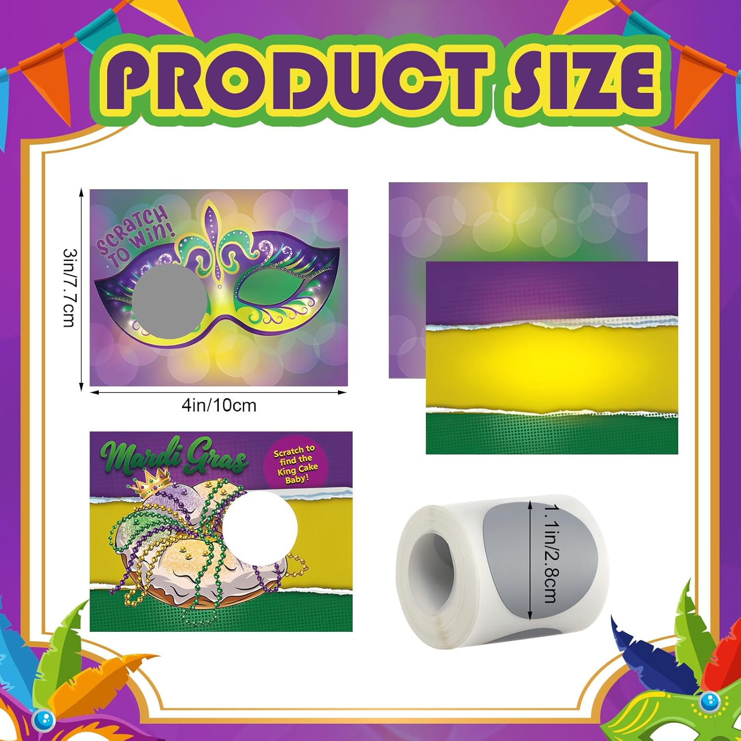 130 Pcs Mardi Gras Scratch Off Cards Game Make Your Own Diy Scratch Off Cards With Stickers Mardi Gras Masks King Cake 2 Style Party Game For Family Activities Carnival Holiday Party Favors
