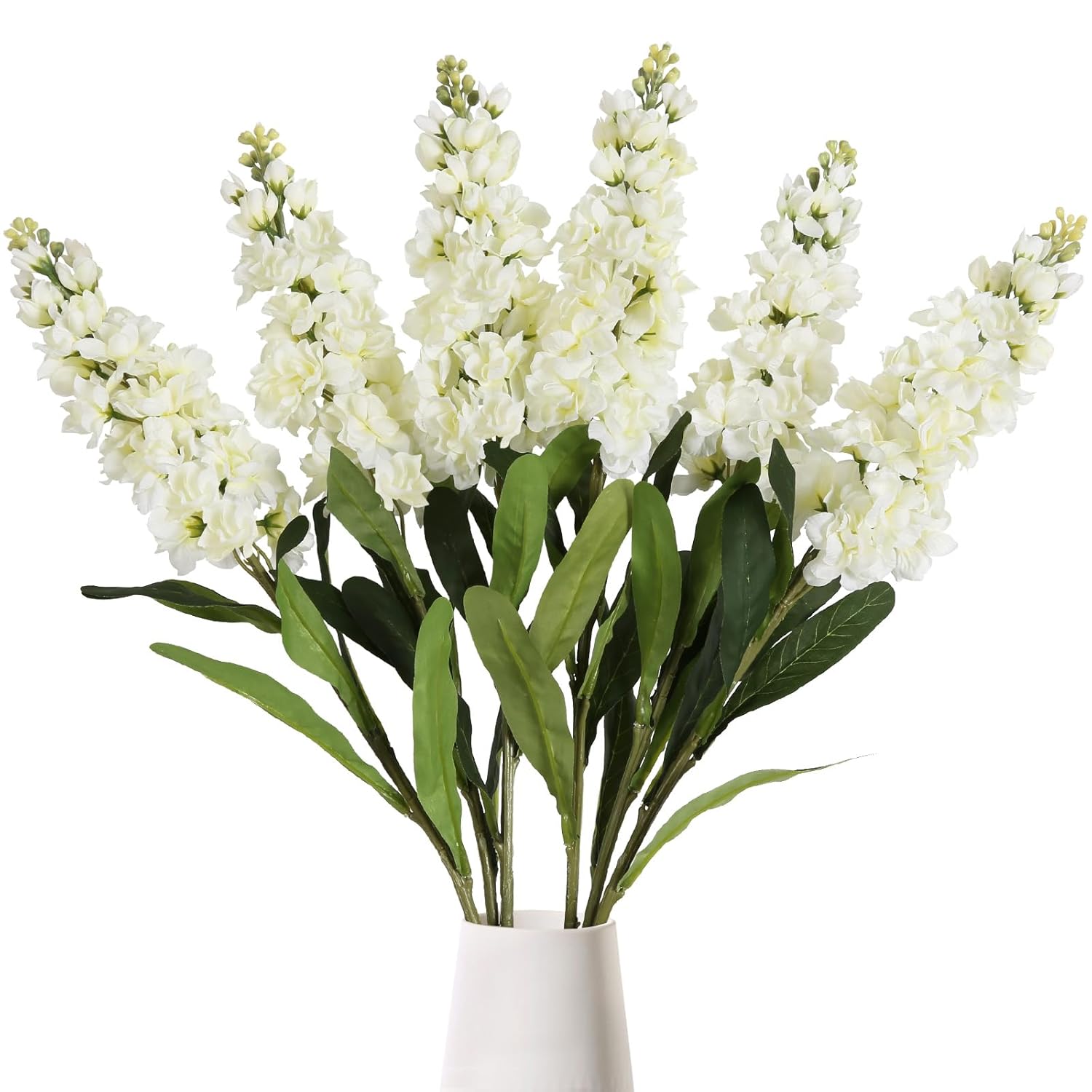 6Pcs White Snapdragon Artificial Flowers 31.50" Delphinium Fake Flowers Long Stem Antirrhinum Majus Silk Flowers Larkspur Faux Flower For Home Wedding Decor Floral Arrangement (White)