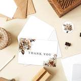36 Pack Fall Thank You Cards Bulk Vintage Brown Floral Greeting Cards With Envelopes Stickers Retro Flower Leaves Blank Note Cards For Fall Wedding Baby Shower Birthday, 6 Design