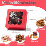 50Pcs 3.25X3.25X1.5 Inches Red Small Bakery Boxes With Window - Cookie Macaron Mini Cake & Truffle Gift Boxes For Christmas Gifts Birthday Wedding Valentine'S Day Party Favors