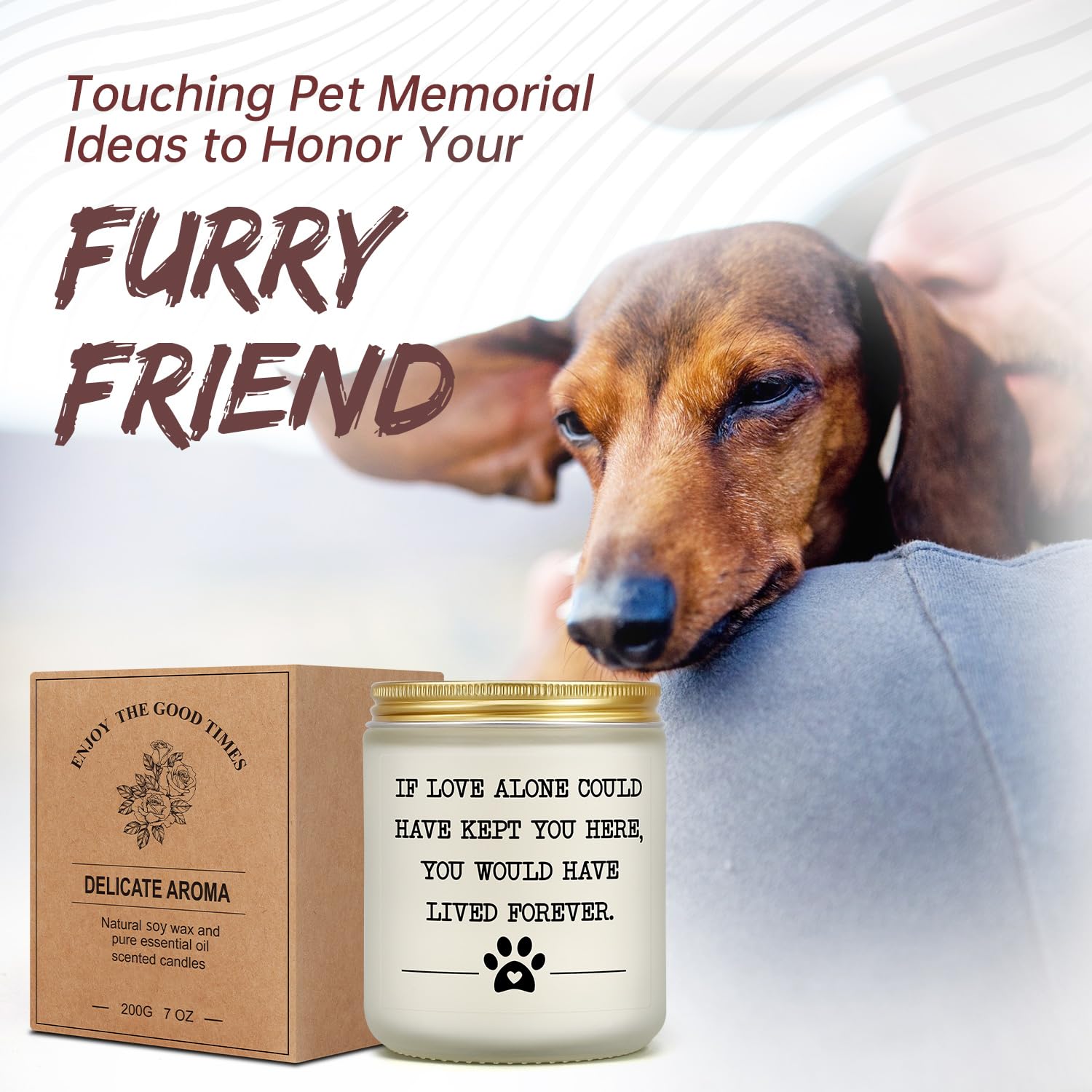 Pet Memorial Gifts For Loss Of Dog Cat, Sympathy Gift For Pets Loss, Dog Bereavement Cat Memorial Candle, Remembrance Present In Memory Of Cat, Passing Away Condolence Presents For Friends Pet Owner
