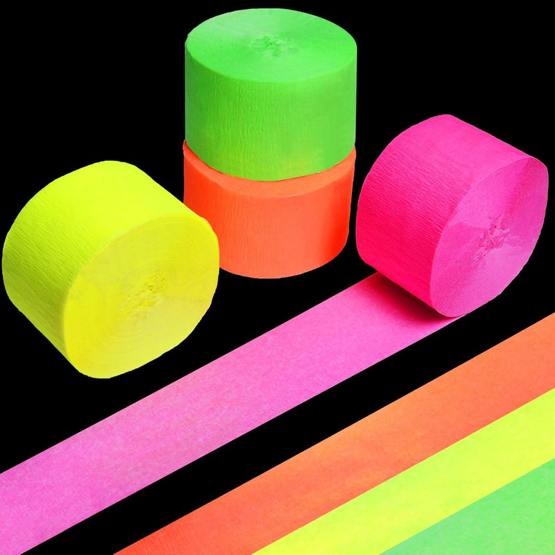 Neon Streamers Glow In The Dark Crepe Paper, Blacklight Uv Reactive Fl