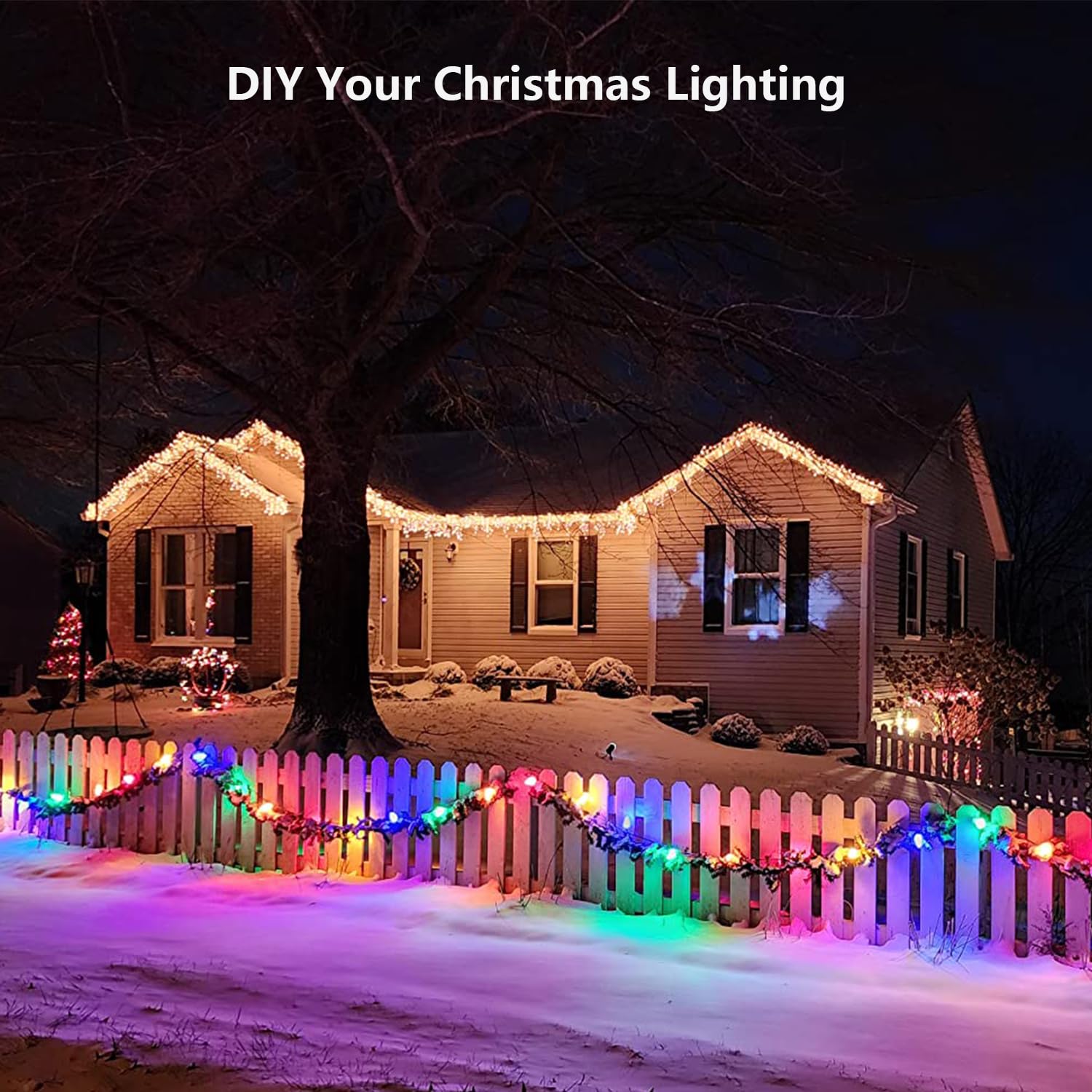 C9 Light Strand 100 Ft For E17 Socket-12’’ Spacing, Christmas Light Stringer With 100 Sockets For Indoor Outdoor Wedding