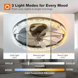 20 Inch Low Profile Ceiling Fan with Light and Remote Black Dimmable Fandelier