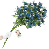 FiveSeasonStuff Real Size Artificial Thistle Flowers Real Touch 8 Stems Rustic Blue Thistle Decor Spray Eryngium | Sea Holly for Wedding Bouquet Centerpiece 26 inches