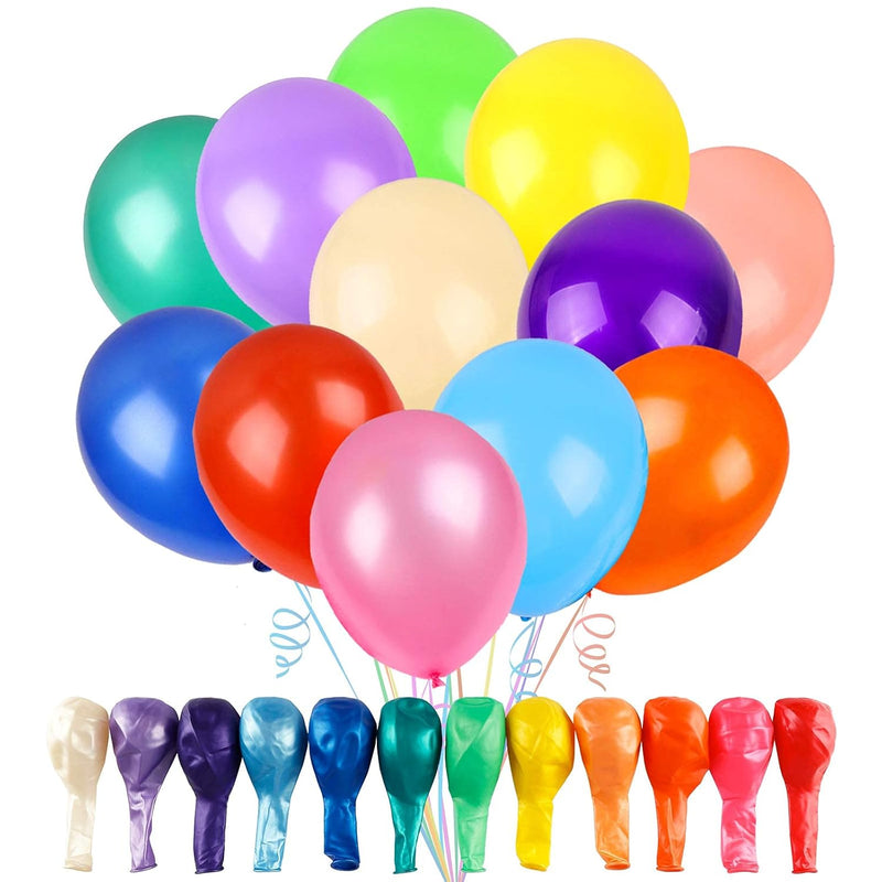 120 Balloons Assorted Color 12 Inches Rainbow Latex Balloons, 12 Brigh