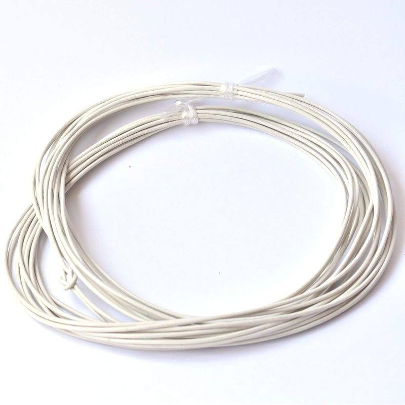 2 Mm White Greek Leather Cord, 10 Meter Roll (10.94 Yards)