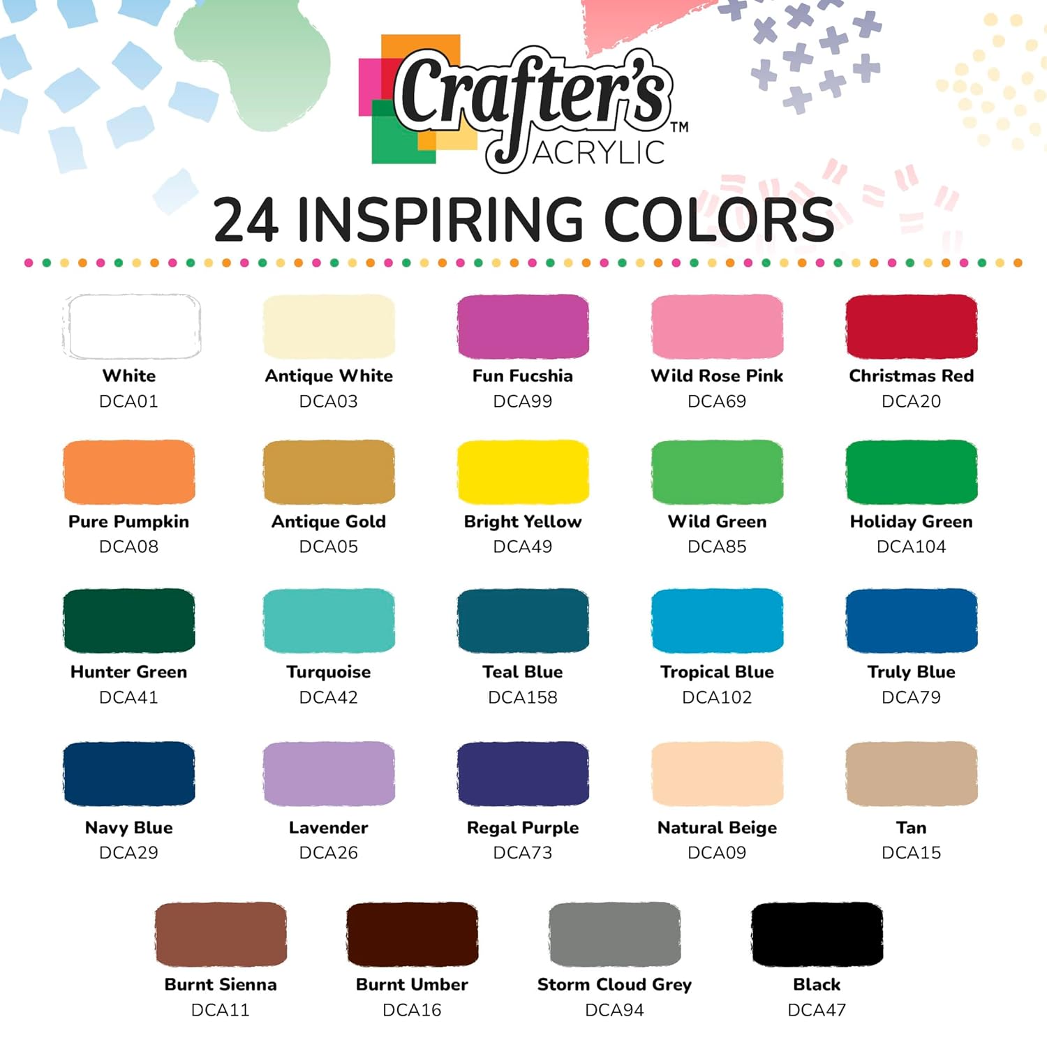 DecoArt Crafter’s Acrylic Paint Set – Popular Colors, 24 Bottles (2 fl oz) – Easy Craft Paints, Classrooms, Art Projects & DIY Crafts