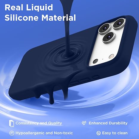 Magnetic Silicone Case Compatible with iPhone 18 Pro and iPhone 17 Pro Dark Blue Protective Cover