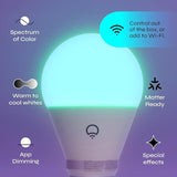 A19 Smart Light Bulbs 2 Pack RGBW Color Changing 800LM Matter Compatible Alexa Google HomeKit E26