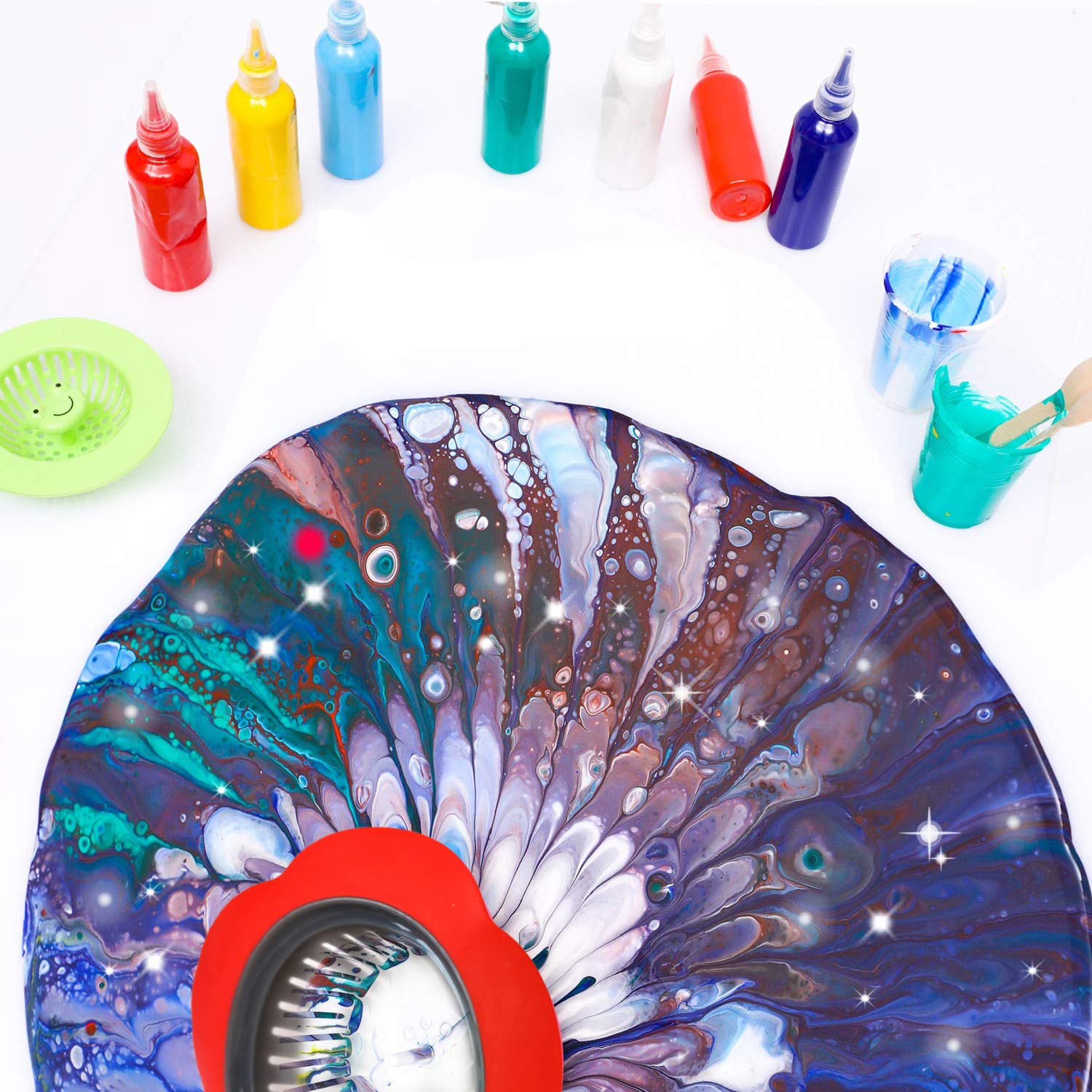 13 Pcs Acrylic Paint Strainers,Plastic Flower Strainers Silicone Pouring Drain Basket For Diy Creating Unique Patterns Art Supplies