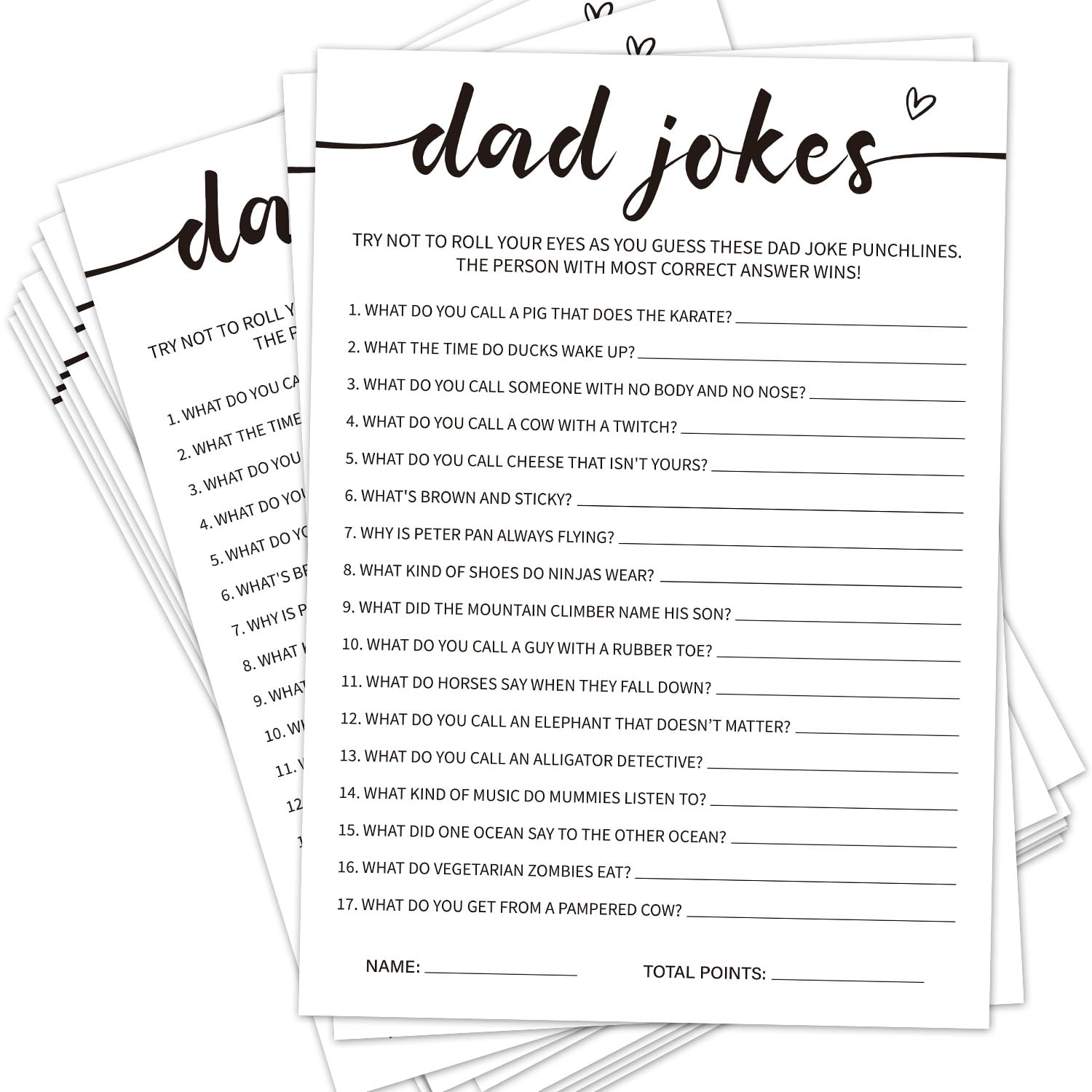 Baby Shower Game - Dad Jokes Game Cards For New Parents, New Mom & Dad Card, Gender Reveal Boy Or Girl, 30 Set Minimalist Baby Shower Party Supplies -08