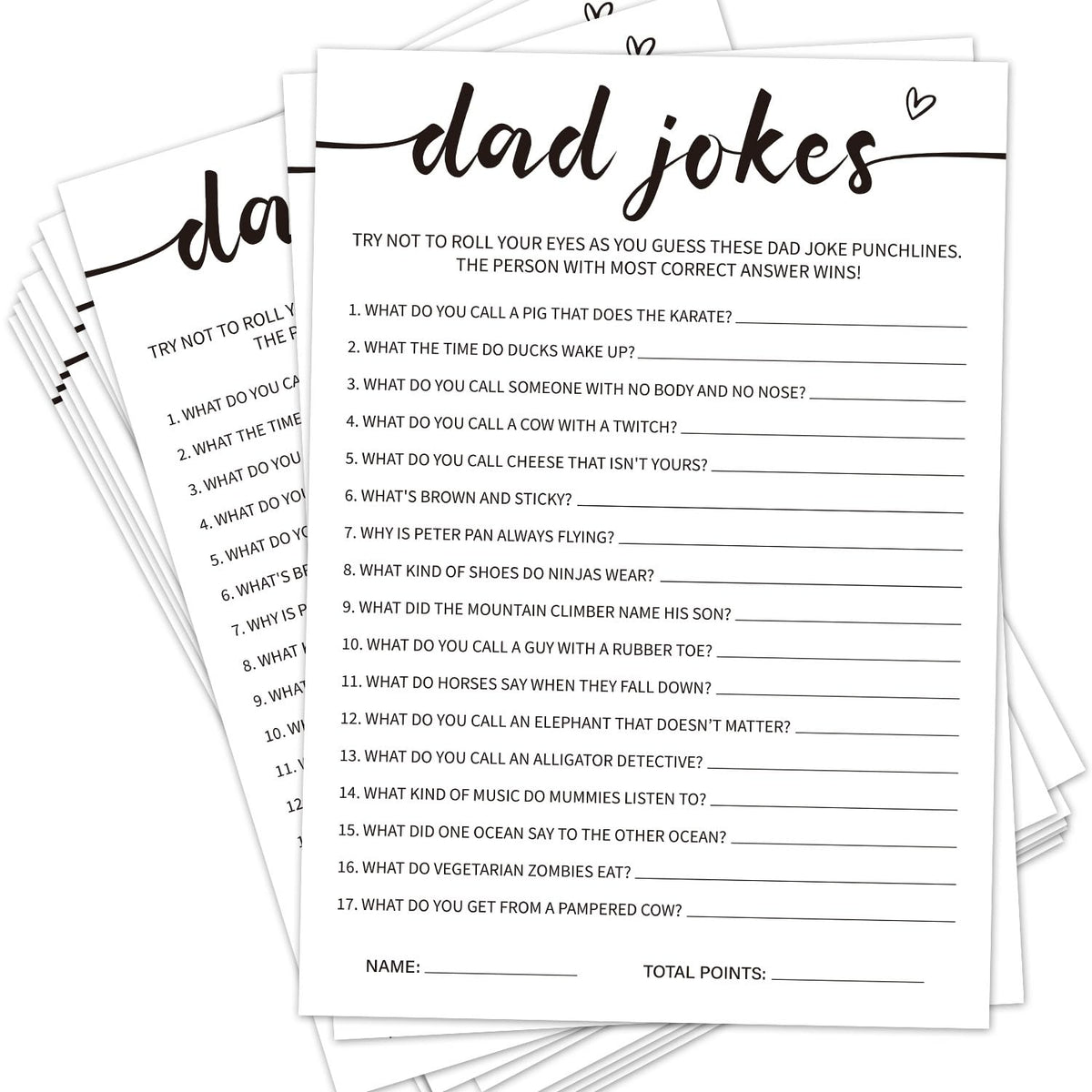 Baby Shower Game - Dad Jokes Game Cards For New Parents, New Mom & Dad Card, Gender Reveal Boy Or Girl, 30 Set Minimalist Baby Shower Party Supplies -08